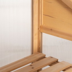 Puinen mini-kasvihuone 3 hyllyllä, kuusipuu ja polykarbonaatti, 70 x 50 x 120 cm, ruskea