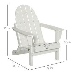 Taitettava puutarhatuoli ulkokäyttöön, ergonominen, HDPE-muovi, 75 x 87 x 93 cm, valkoinen