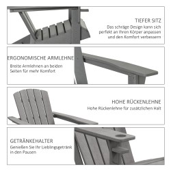 Puutarhatuoli ulkokäyttöön HDPE 75 x 87 x 90 cm harmaa