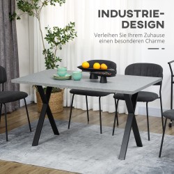 Ruokapöytä 4–6 hengelle MDF-kivikuosi ja teräsjalat 140 x 80 x 76 cm harmaa/musta