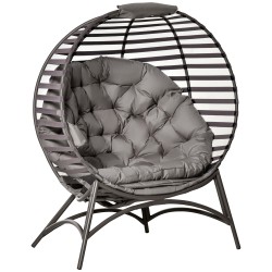 Parveke ja puutarhatuoli papasanssa ovaali teräsrunko tyynyillä 118 x 75 x 139 cm hiekanruskea