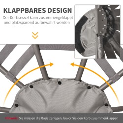 Parveke- ja puutarhatuoli papasanssa ovaali teräsrunko tyynyillä 118 x 75 x 139 cm hiekanruskea