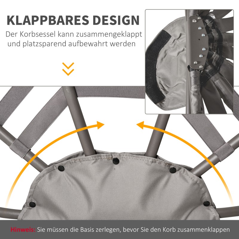 Parveke- ja puutarhatuoli papasanssa ovaali teräsrunko tyynyillä 118 x 75 x 139 cm hiekanruskea