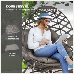 Puutarhatuolisetti 2-osainen teräsrunko taitettava pesätuoli ja rahi/sivupöytä hiekanruskea