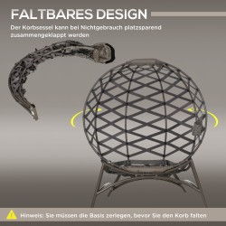 Puutarhatuolisetti 2-osainen teräsrunko taitettava pesätuoli ja rahi/sivupöytä hiekanruskea