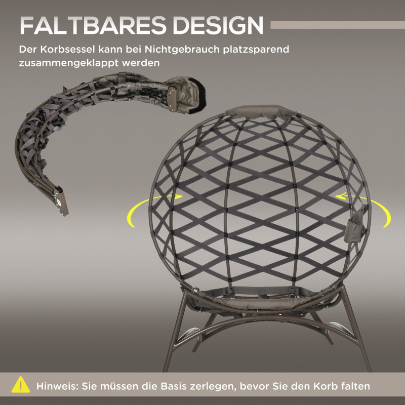 Puutarhatuolisetti 2-osainen teräsrunko taitettava pesätuoli ja rahi/sivupöytä hiekanruskea