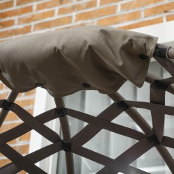 Puutarhatuolisetti 2-osainen teräsrunko taitettava pesätuoli ja rahi/sivupöytä hiekanruskea