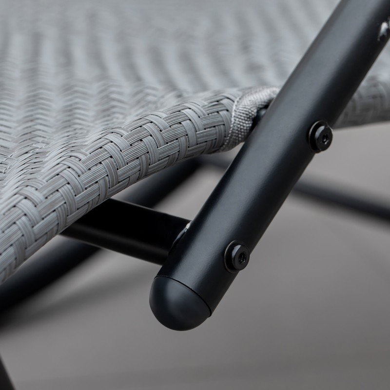 Keinuva lepotuoli ulkokäyttöön, metallirunko ja verkkokangas, 60 x 157 x 84 cm, harmaa, 160 kg