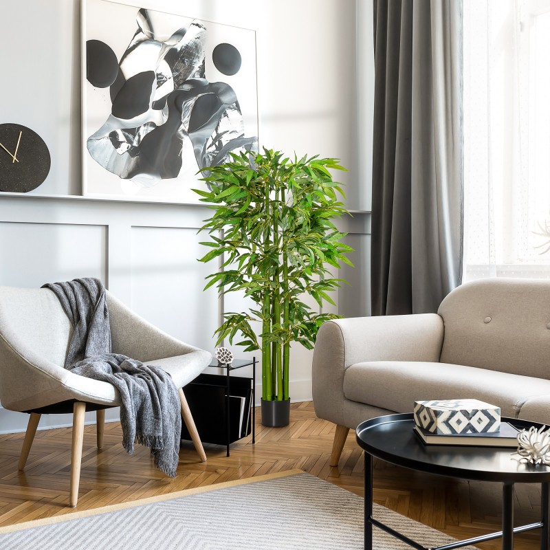 Tekobambukasvi ruukussa 160 cm, PE-materiaali, vihreä, keinotekoinen bambu sisätiloihin