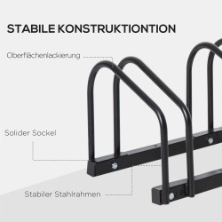 Polkupyöräteline 4 pyörälle, säänkestävä Q235-teräs, seinä- ja lattia-asennus, 110 x 33 x 27 cm, musta