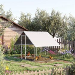 Kanit ja kanat ulkotarha sinkittyä terästä 3 x 2 x 2 m, 4–6 kanalle, harmaa/hopea