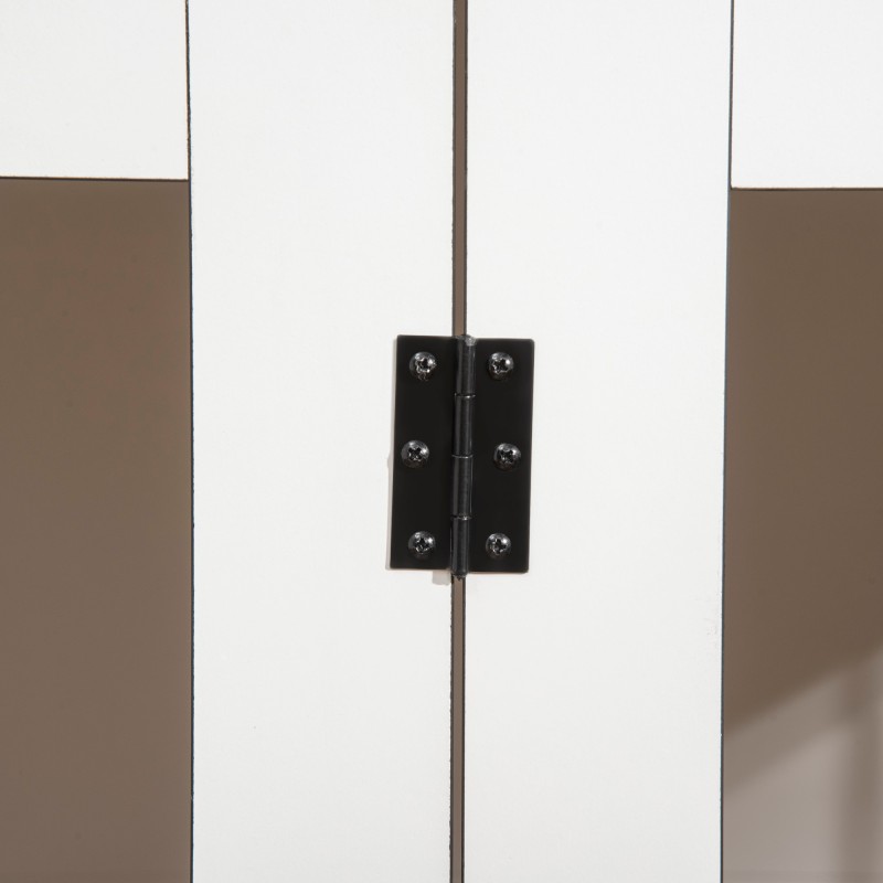 Koirahäkki pienille ja keskikokoisille koirille teräs ja puulevy 106×60×76 cm tummanpähkinä/valkoinen