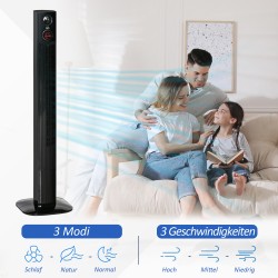 Tornituuletin kaukosäätimellä 45 W, ajastin, aromidiffuusori, 70° oskillointi, musta