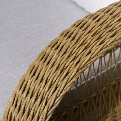 Keinutuoli ulko- ja sisäkäyttöön, teräsrunko ja PE-rottinki, pestävät tyynynpäälliset, luonnonväri/vaaleanharmaa