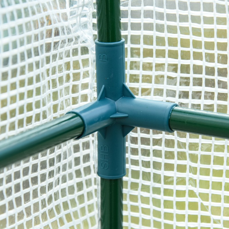 Seinänvieruskasvihuone tomaatille ja taimille, PE-kangas ja teräsrunko, 200 x 100 x 215 cm, valkoinen