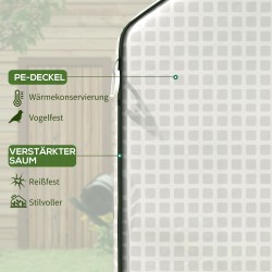 Kasvihuoneen vaihtomuovi UV-suojattu 135 GSM, rullattava ovi ja sivuikkunat, 140 x 73 x 190 cm, valkoinen