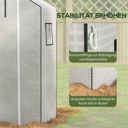 Kasvihuoneen vaihtomuovi UV-suojattu 135 GSM, rullattava ovi ja sivuikkunat, 140 x 73 x 190 cm, valkoinen