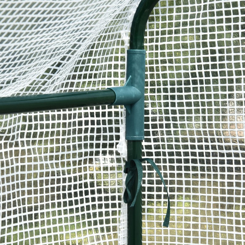 Kasviteltta käveltävä teräsrunko PE-kangas 4 hyllytasoa 120 x 186 x 190 cm valkoinen vihreä