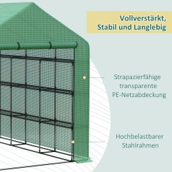 Kasviteltta käveltävä teräsrunko PE-muovi 214 x 143 x 195 cm tummanvihreä