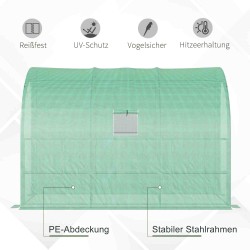 Puutarhakasvihuone 3 tasoa UV-suojattu muovikate 300 x 150 x 213 cm vihreä