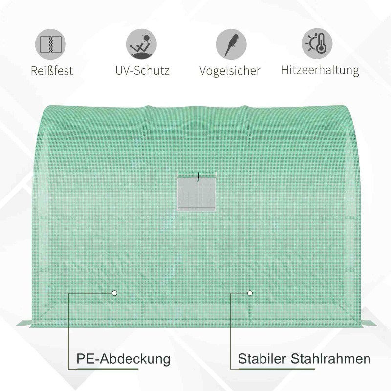 Puutarhakasvihuone 3 tasoa UV-suojattu muovikate 300 x 150 x 213 cm vihreä