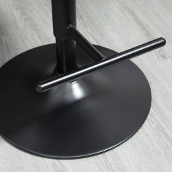 Baarituoli keittiöön 2 kpl, säädettävä ja 360° kääntyvä, keinonahka ja teräs, massiivipuu selkänoja, musta/kahvi