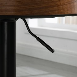 Baarituoli keittiöön 2 kpl, säädettävä ja 360° kääntyvä, keinonahka ja teräs, massiivipuu selkänoja, musta/kahvi