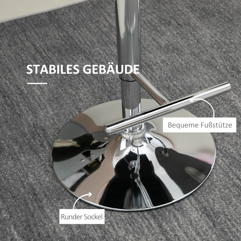 Säädettävät baarituolit keittiöön 2 kpl, kääntyvä samettipäällyste, teräsjalka, harmaa 49x60x102-123 cm