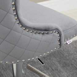 Säädettävät baarituolit keittiöön 2 kpl, kääntyvä samettipäällyste, teräsjalka, harmaa 49x60x102-123 cm