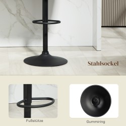 Baarijakkara 2 kpl, säädettävä korkeus 64–85 cm, metallijalusta, tummanharmaa