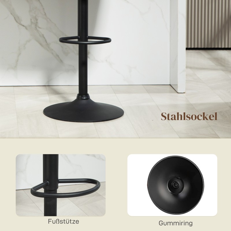 Baarijakkara 2 kpl, säädettävä korkeus 64–85 cm, metallijalusta, tummanharmaa