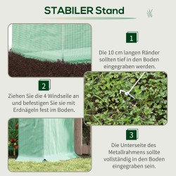 Kasvihuone puutarhaan teräsrunko ja muovipeite 200 x 76 x 168 cm vihreä