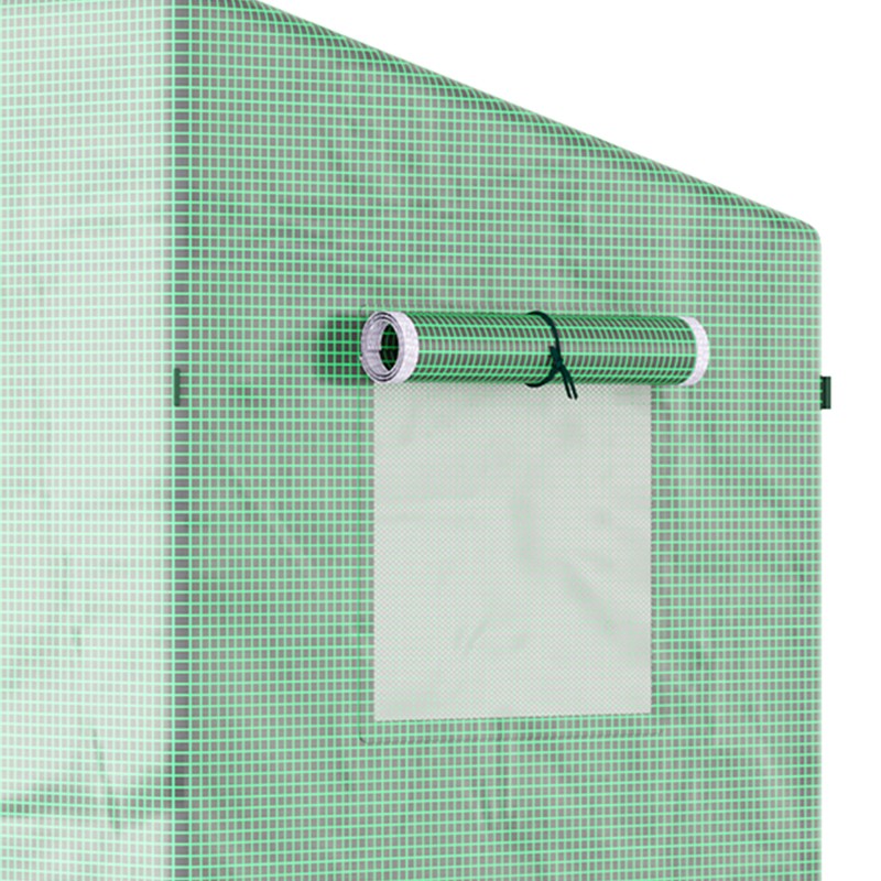 Kasvihuone puutarhaan teräsrunko ja muovipeite 200 x 76 x 168 cm vihreä