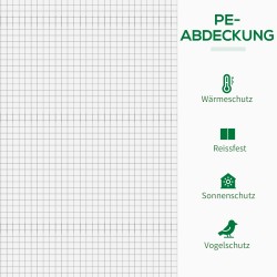 Kasvihuone teräsrungolla ja muovipeitteellä 200 x 76 x 168 cm valkoinen