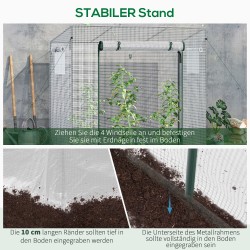 Kasvihuone teräsrungolla ja muovipeitteellä 200 x 76 x 168 cm valkoinen