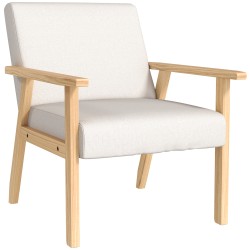 Nojatuoli käsinojilla ruokailutilaan massiivipuurunko leinenkankaan näköinen 64 x 70 x 72 cm creme