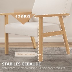 Nojatuoli käsinojilla ruokailutilaan, massiivipuurunko, leinenkankaan näköinen, 64 x 70 x 72 cm, creme