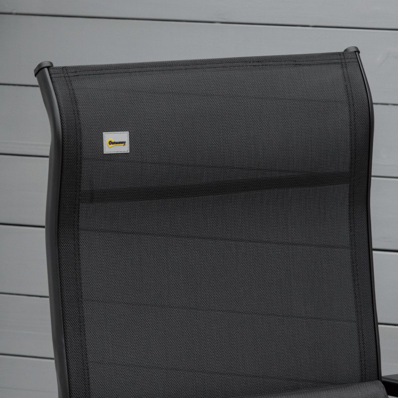 Taitettava puutarhatuoli tyynyllä, säädettävä selkänoja, teräsrunko, kantavuus 150 kg, musta