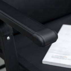 Taitettava puutarhatuoli tyynyllä, säädettävä selkänoja, teräsrunko, kantavuus 150 kg, musta