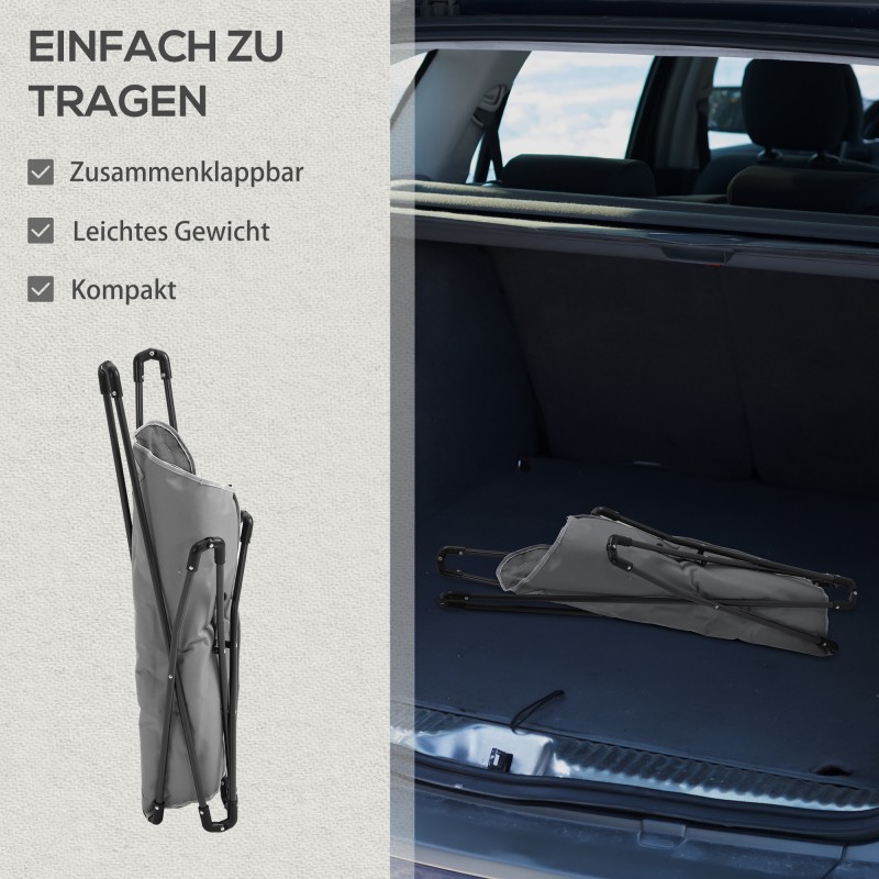 Taitettava pehmustettu retkituoli ulkokäyttöön, teräsrunko, enintään 120 kg, vaaleanharmaa