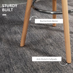 Baarijakkara 2 kpl, skandinaavinen, puurunko ja teräsjalkatuki, 38,5 x 42,5 x 91 cm, valkoinen / luonnonpuu