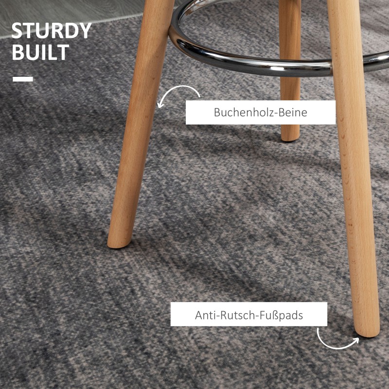 Baarijakkara 2 kpl, skandinaavinen, puurunko ja teräsjalkatuki, 38,5 x 42,5 x 91 cm, valkoinen / luonnonpuu