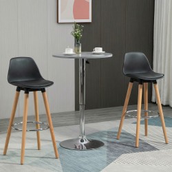 Baarituoli 2 kpl setti skandinaavinen puurunko ja keinonahka 43x43x91 cm musta / luonnonpuu