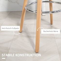 Baarituoli 2 kpl setti skandinaavinen puurunko ja keinonahka 43x43x91 cm musta / luonnonpuu