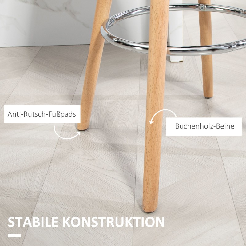 Baarituoli 2 kpl setti skandinaavinen puurunko ja keinonahka 43x43x91 cm musta / luonnonpuu