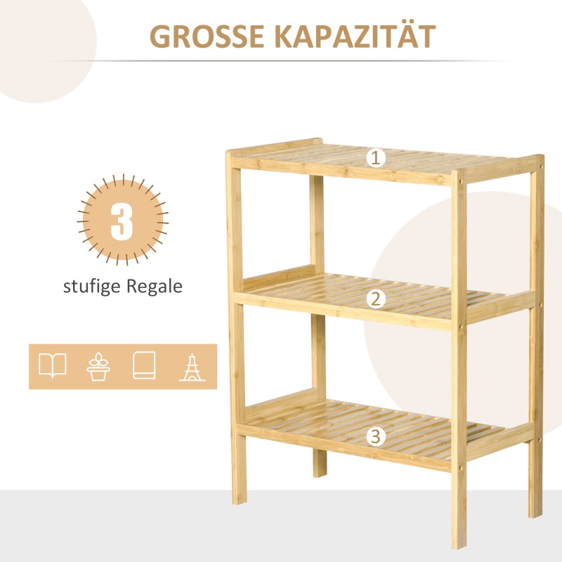 Bambuhylly 3 tasoa 62 x 33 x 80 cm luonnollinen bambu