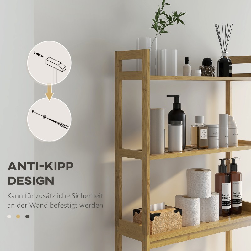 Kylpyhuoneen wc-istuimen päälle tuleva bambuhylly, 3 tasoa, 68 x 20 x 165 cm, luonnonväri