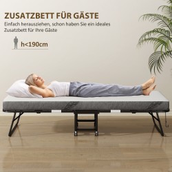 Kokoontaitettava vierassänky aikuisille teräsrungolla 80 x 200 cm, 10 cm vaahtomuovipatja, enint. 150 kg