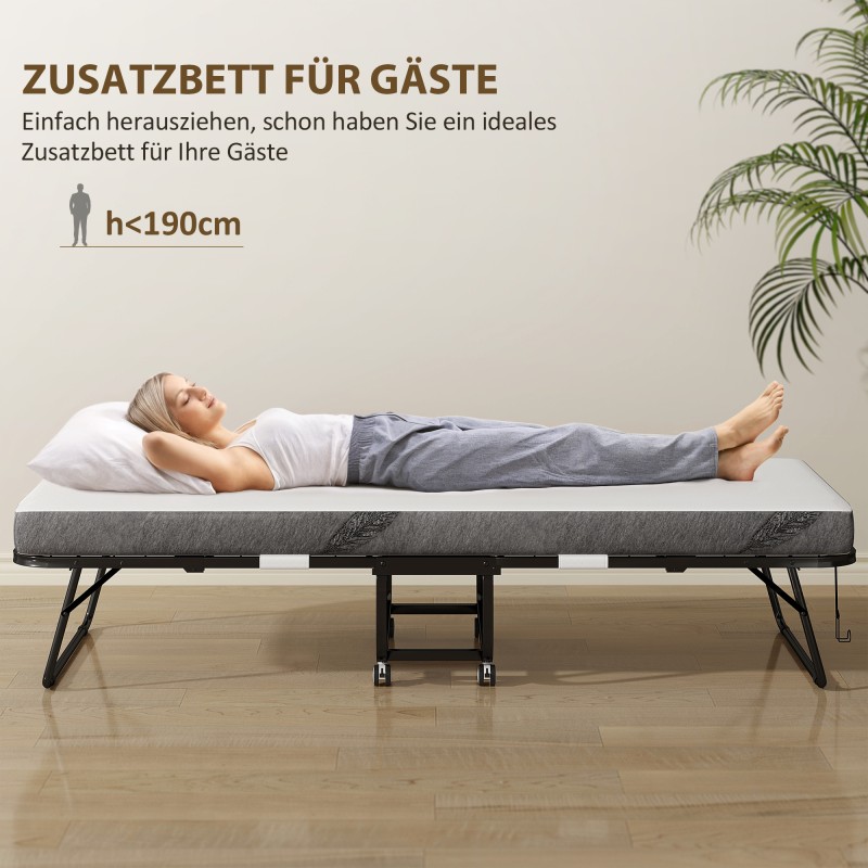 Kokoontaitettava vierassänky aikuisille teräsrungolla 80 x 200 cm, 10 cm vaahtomuovipatja, enint. 150 kg