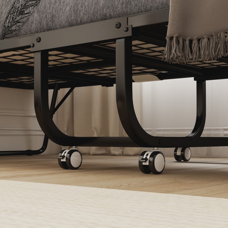 Kokoontaitettava vierassänky aikuisille teräsrungolla 80 x 200 cm, 10 cm vaahtomuovipatja, enint. 150 kg